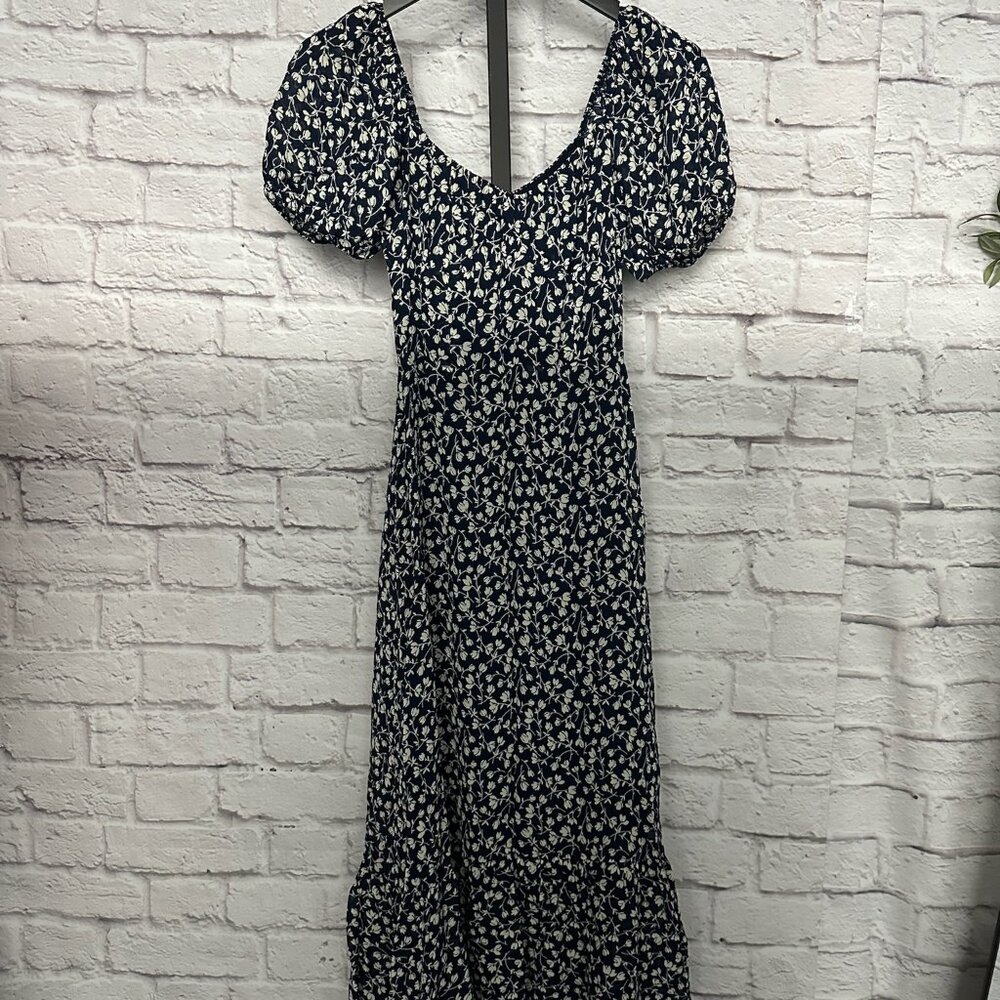 Reformation Blue/White Floral Midi Dress - Size 4